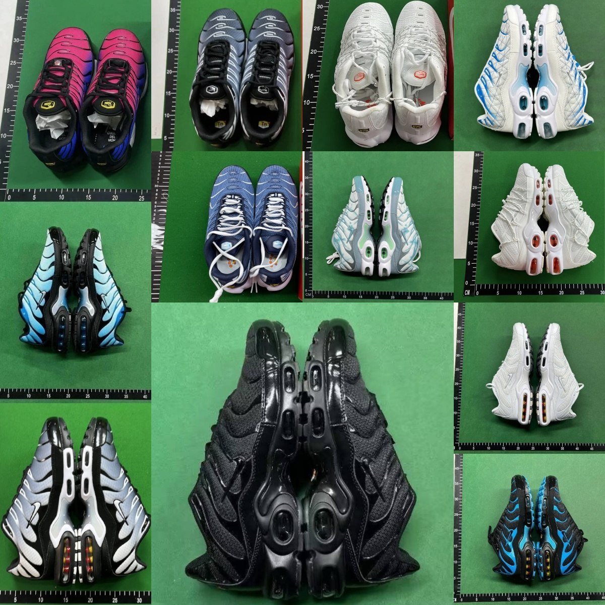 Sneaker-Paare aus verschiedenen Perspektiven mit Größenmaßstab