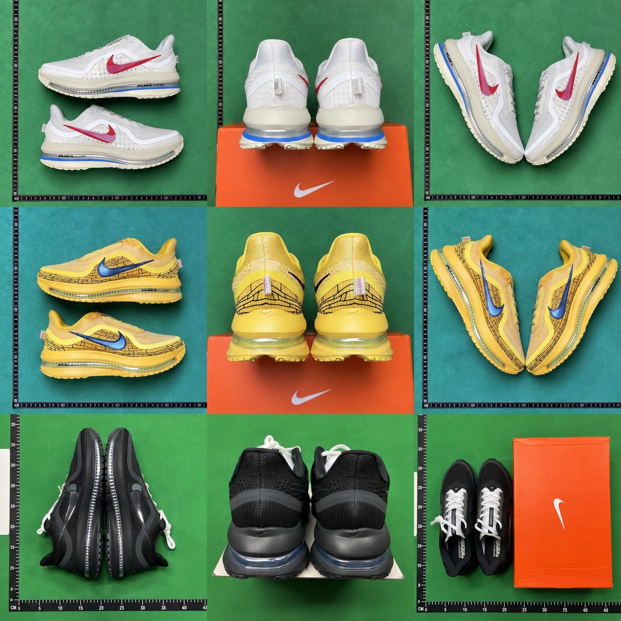 Laufschuhe seitlich, von hinten und von oben fotografiert